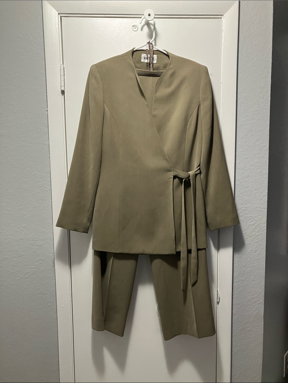 Kasper Olive Wrap Blazer with Matching Pants